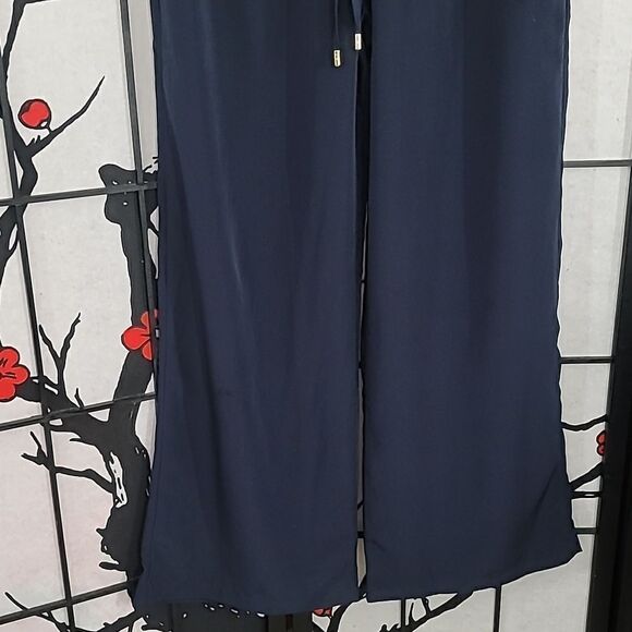 Michael Kors Women's Black Wide Leg Palazzo Pants Elastic Drawstring Waist Sz L - Picture 3 of 8